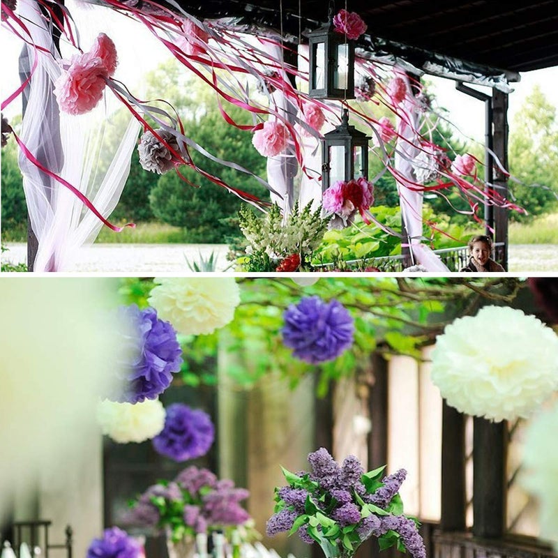 iShyan 12 Pcs Assorted Rainbow Colors Tissue Paper Pom Poms Flower Balls for Birthday Wedding Party Baby Shower Decorations - Image 5